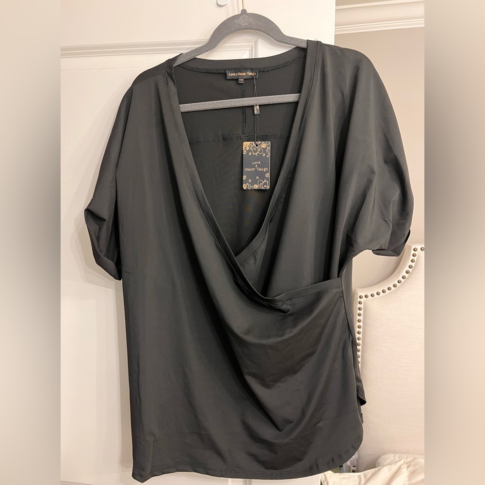 Black slouchy v neck shirt